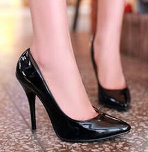 New 2015 Sexyy Pointed Toe Elegant Office Heels Stilettos Women Pumps Fashion Patent Leather Black Bottom High Heels Ladies Shoe