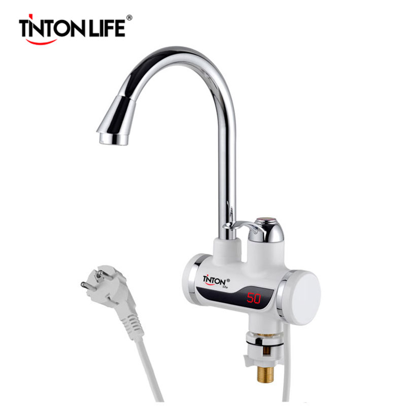 High Quality EU Plug Tankless Instant Faucet Water Heater Instant Water Heater Tap Kitchen Hot Water Crane LED Digital