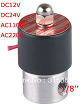 Free Shipping 1/8” 2.5mm Pore Stainless Steel Water Solenoid Valve VITON 2S025-06 DC12V,DC24V,AC110V or AC220V