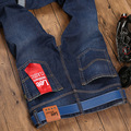 New arrival denim trousers Autumn winter brand cotton business mens denim pants blue elastic Straight pants