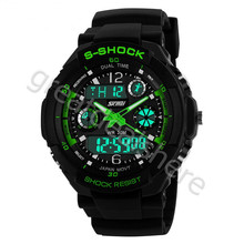 Militares S-Shock reloj para hombre de 2 times zona de luz de cuarzo cronógrafo deporte del silicón del reloj WA3001