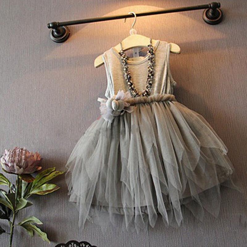NEW Fashion Baby Girls Sleeveless Flower Princess Dress Toddler Kids Wedding Party Tulle Tutu Dresses Clothes For Girl Z3