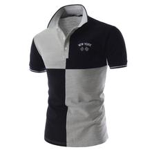 Casual Polo Shirt Male Summer Fashion New Men’s Black And White Stitching Cotton Short-sleeved Polos Shirts Slim Large Size Men