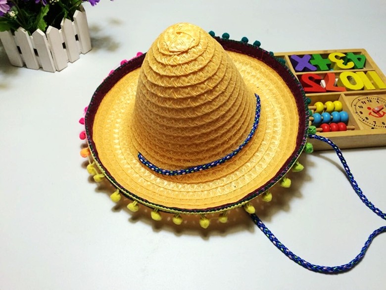 Summer Kids Mexican Hats Sombrero Show Wide Brim Straw Hat 