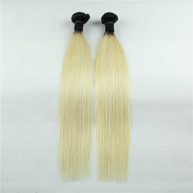 Ombre Peruvian Virgin Hair Straight 2 Bundles 1B 613 Ombre Human Hair Extensions Platinum Blonde Two Tone Peruvian Virgin Hair