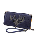 Ethnic Style Metallic Antelope Novel Long Wallet Women Retro Trendy High Quality Zipper Purse Ladies Fashion