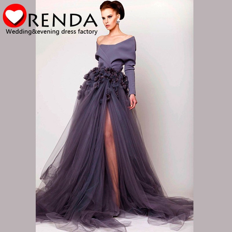 Cheap Purple Long Dress with Sleeves