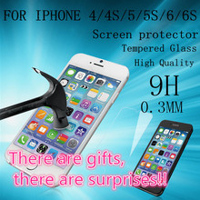 phone transparent toughened glass screen protector for iphone 4 / 4s / 5 / 5s / 6 / 6s 9H 3MM front+back HD explosion-proof