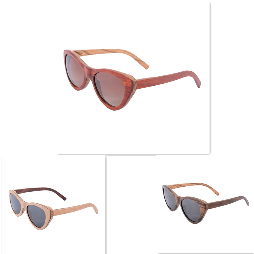 Hot Sale Cat Eye Sunglasses Polarized Wooden Glasses Women Fashion Brand Designer Eyewear Oculos De Sol Feminino TU18