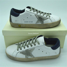 2016 Original Golden Goose Bass Superstar Shoes Genuine Leather Men Women White Smile Casual Shoes GGDB Zapatillas Deporte Mujer
