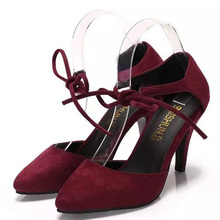 Sexy Women Pumps High Heel Shoes Women’s Sandals Ankle Strap Ladies Black Red Strappy Stiletto Wedding Party Woman Pumps BJ011