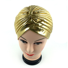 2016 golden silver turbante hijab Turban Headwrap hat cap women shiny high Quality Chemo Bandana hijab and muslim Indian Cap