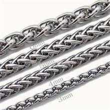 NE  3 4 5 6mm Silver Plated Stainless Steel Men Necklaces Jewelry 2014 Casual Trendy Plain Braided Chains Necklaces for Men