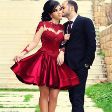 Burgundy Lace Cocktail Dresses A line Custom Made Sexy Womens Party See Through Evening Party Special Occasion Gowns Said Mhamad