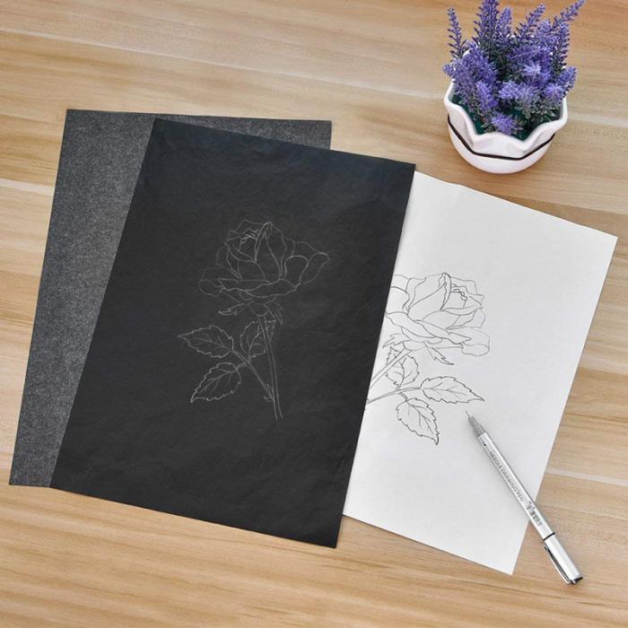 100Pcs Carbon Paper Transfer Copy Sheets Graphite Tracing A4 For Wood Canvas