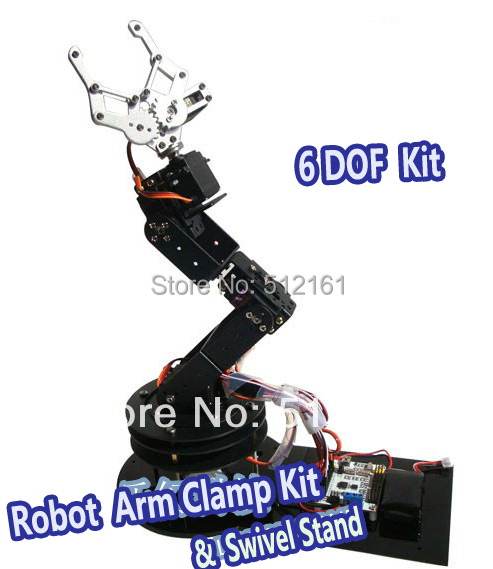 Alloy 6 DOF Robot Arm Clamp & Claw & Swivel Stand Mount Kit for Arduino