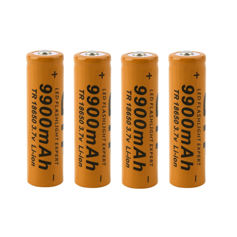 New 4 pcs/set 18650 battery 3.7V 9900mAh rechargeable liion battery for Led flashlight batery litio battery  Wholesale