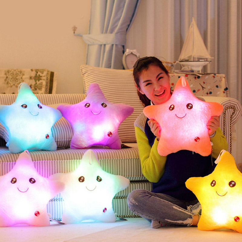 Colorful Body Pillow Star Glow LED Luminous Light Pillow Cushion Soft Relax Gift Smile 5 Colors Body Pillow Free Shipping V1NF