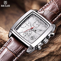 MEGIR Brand Men Chronograph 30M Life Waterproof Multifunction Real Leather Military Quartz Delicate Watches Relogio Masculino