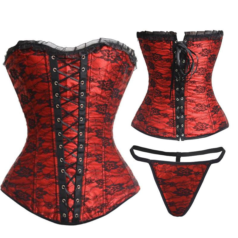 Hot Sale Red Lace Corset With Bow For Sexy Women Waist Training Corset Overbust Corsets And