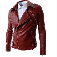 Red Leather Jacket Men 2015 New Black Motorcycle Leather Coat Men Slim Fit Jaqueta Masculinas Inverno Men’s Leather Jacket