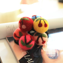 Korea import handmade wool felt Cherry ball hair ring hair rope wholesale hair accessories for women girl children Free Shipping