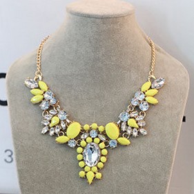 Moon Candy Yellow Shourouk Flower Gold Choker Collar Statement Necklaces Pendants 2015 New Fashion Jewelry Women