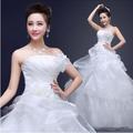 Free Shipping New A Line Flowers Sweatheart Sleeveless White Satin Bridal Wedding Dress Wedding Gown Vestido