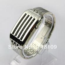 New Fashion MENS Women STUNNING BARCODE LED WATCH FUTURISTIC BLUE DISPLAY Gift S