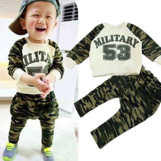 spring clothing new 53 camouflage suit baby boys and girls children s letters T shirt casual