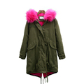 Winter Coats Women Jackets Artificial Raccoon Fur Collar Thick Ladies Down Parkas Mid long Down Jacket
