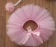 Newborn Baby Girl Pink Princess Tutu Set Photo Shoot Skirt Floral Headband Photography Prop Birthday Baby
