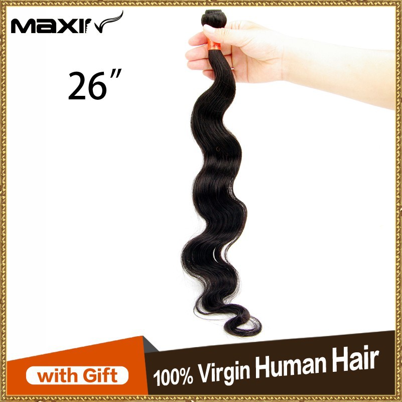 26 Inch Brazilian Malaysian Peruvian Indian Mongolian Body Wave Human Virgin Hair Extension Freeshipping