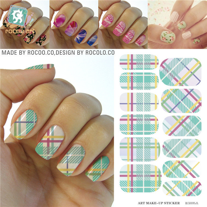 Classic Green White font b Tartan b font Water Transfer Design Nails Stickers Manicure Styling Tools