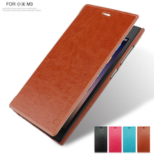 Wholesale 100Pcs Leather backcover for xiaomi 3 cover mi3 m 3 Shell skin Phone Case for