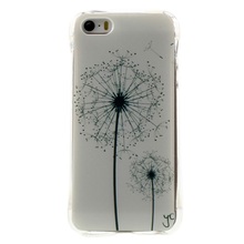 for iPhone 5 s 5 TPU Mobile Phone Bag Cases Air Cushion Drop-resistant TPU Shell Cover for iPhone 5s 5 – Black Dandelions