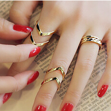3PCS/Set Urban Punk Golden stack Plain Cute Above Knuckle Ring Band Midi Rings for Women Men Party Accessories