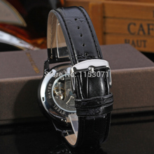 WRG8079M3B2 Winner brand automatic men black color skeleton business dress watch with gift box free shipping