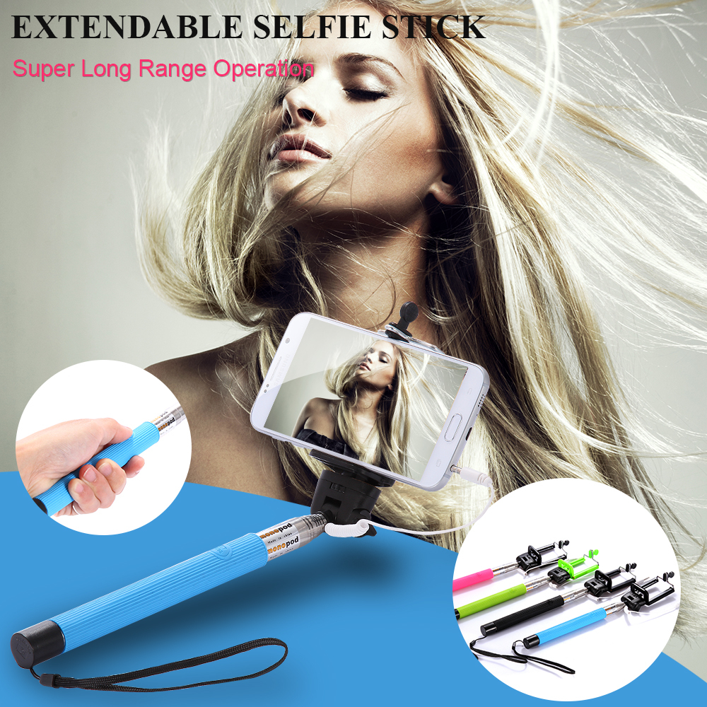 Universal Extendable Self Camera Selfie Stick Handhed Monopod with Wire Holder For Apple iPhone For Samsung