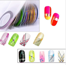 38Pcs Set Mixed Colors Rolls Striping Tape Line Nail Art Templates Decoration Nail Stickers Tools Glitter