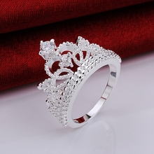 christmas Gift 925 stamped silver plated vintage jewelry aliancas casamento austrian crystal crown rings for women