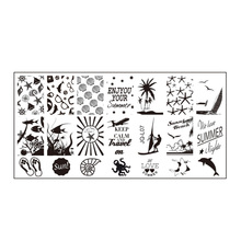 Long 6*12cm Nail Art Metal Printing Image Stamping Plate Manicure DIY Template Let us go on vacation by Sea DIY Tool JQ-L07