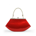 Korean Style Patent Leather Handbag Ladies Luxury Elegant Evening Bag Rhinestone set Designer Women Chic Lip