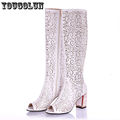 2015 Women Sandals Knee High Women Summer Boots Sexy Peep Toe Sandal