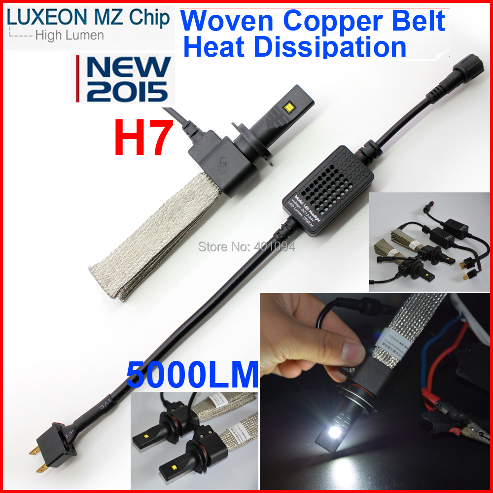 1 Set NEW H7 40W 5000LM CREE / PHILIP LED Headlight Kit 2SMD LUXEON MZ CHIP 12/24V WHITE 20W/Bulb 2500LM Driving Lamp H1 H3 H11