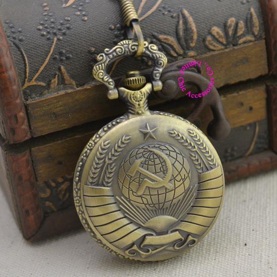 Soviet BOLSHEVIK quartz pocket watch man classic vintage antique fob watches men retro ancient gift bronze