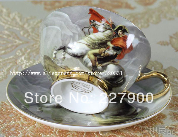 Ufingo European Royal Bone China Mug Tea Cup Coffee Cup And Saucer Napoleon ridding horse