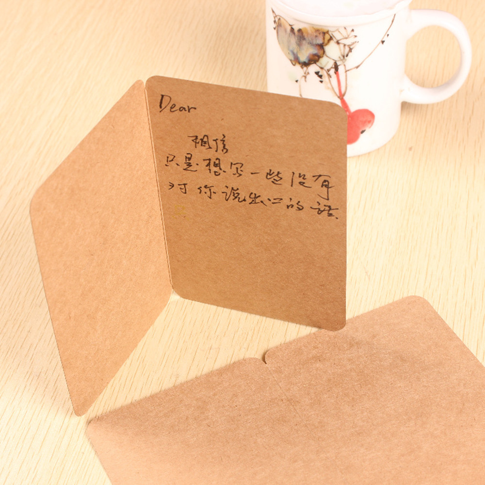 Wholesale 20*15cm Blank Kraft Paper Folded Card Handmade Greeting Cards For DIY Wedding Thanks Message Gift Party Invitation