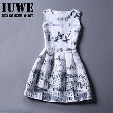 Girls Summer Dress 2016 Kids Dresses For Girls Of 5-16 Years Sleeveless Printed Big Size Princess Dress Teenagers Girls Clothes