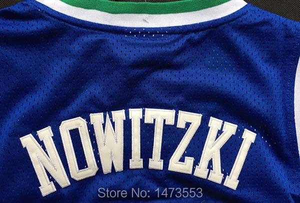 Dallas #41 Dirk Nowitzki Blue Throwback Jersey_03